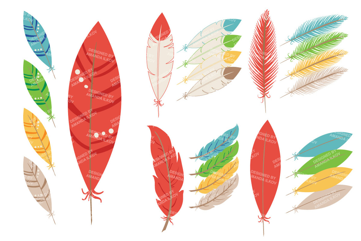 Kids Feather Clipart & Vectors, an Illustration by Amanda Ilkov (Photo 3 of 4)