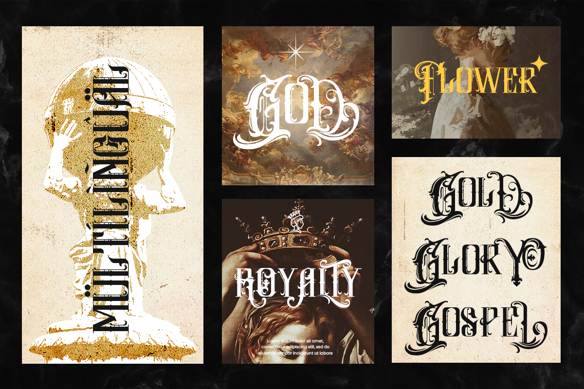 Circus Ace - Elegant Blackletter, a Blackletter Font by Pandeka Studio (Photo 10 of 12)