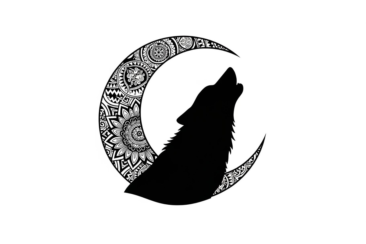 Mandala Moon Wolf SVG Bundle, an Illustration by Gaye Art (Photo 4 of 31)
