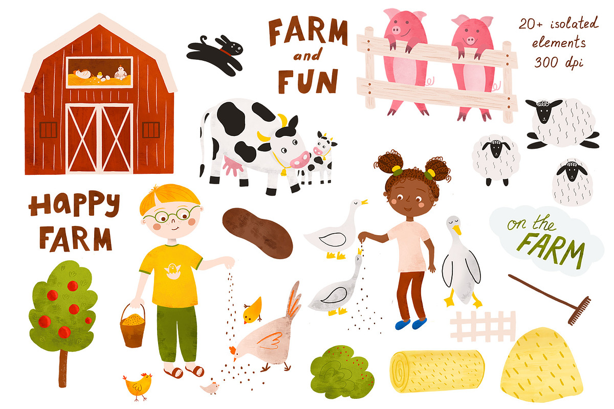 Children on the farm Rural landscape, a Person Illustration by Tani Kuzminka (Photo 2 of 5)
