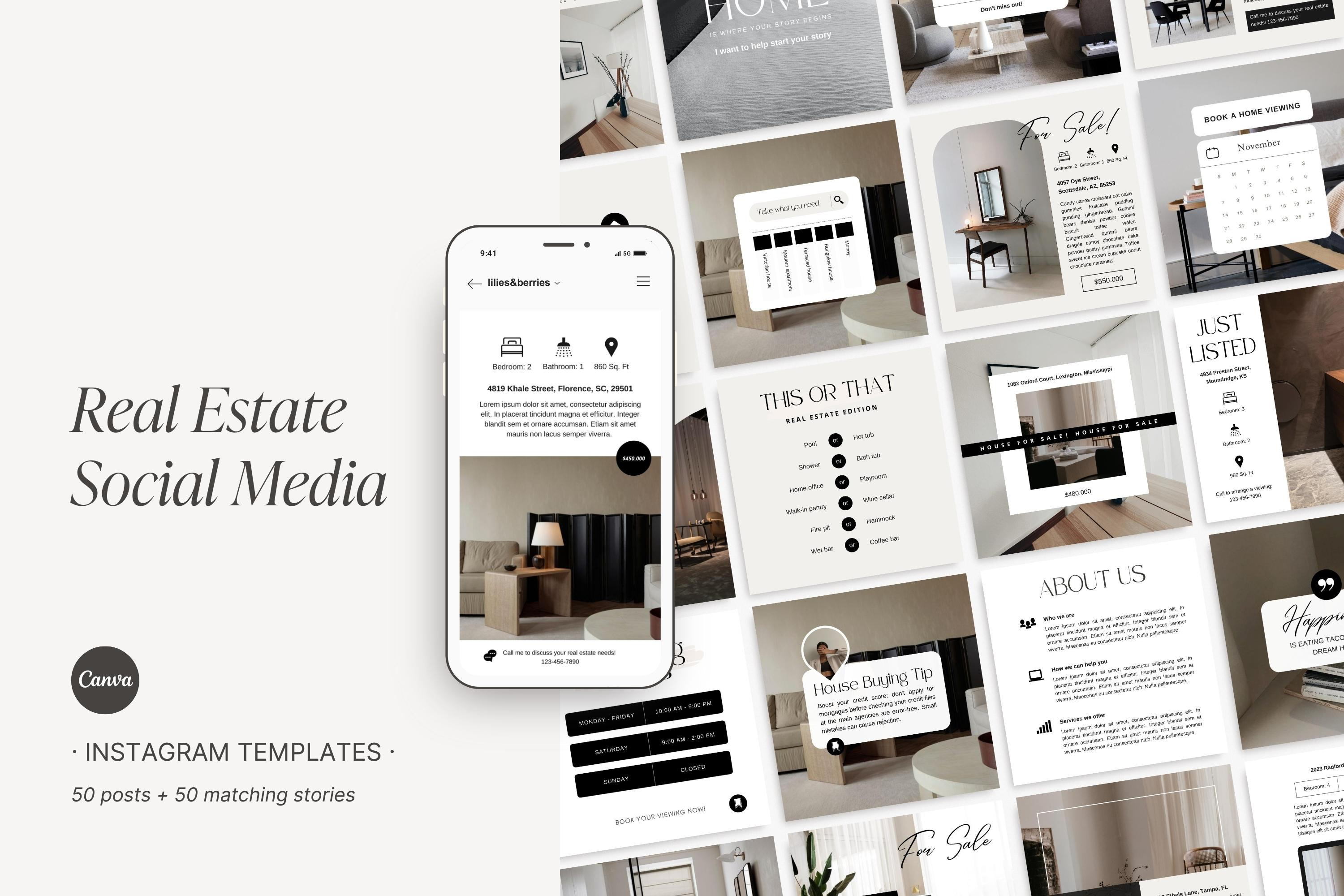 Real Estate Instagram Templates, a Social Media Template by ...