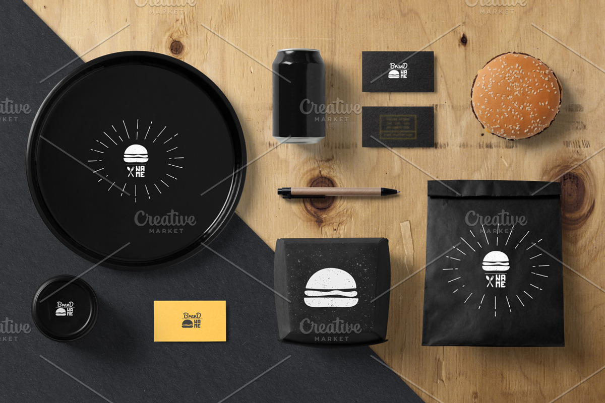 4 Fast Food Logos, a Branding & Logo Template by Zhemchuzhina (Photo 1 of 4)