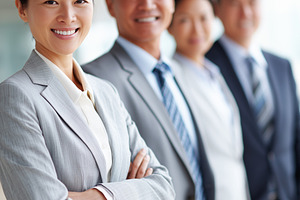 Confident Asian business team stand, a Business Photo by MistyDay