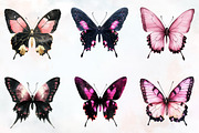 Black and Pink Butterfly Clipart, an Animal Illustration by RobertsArt (Thumbnail 2 of 7)