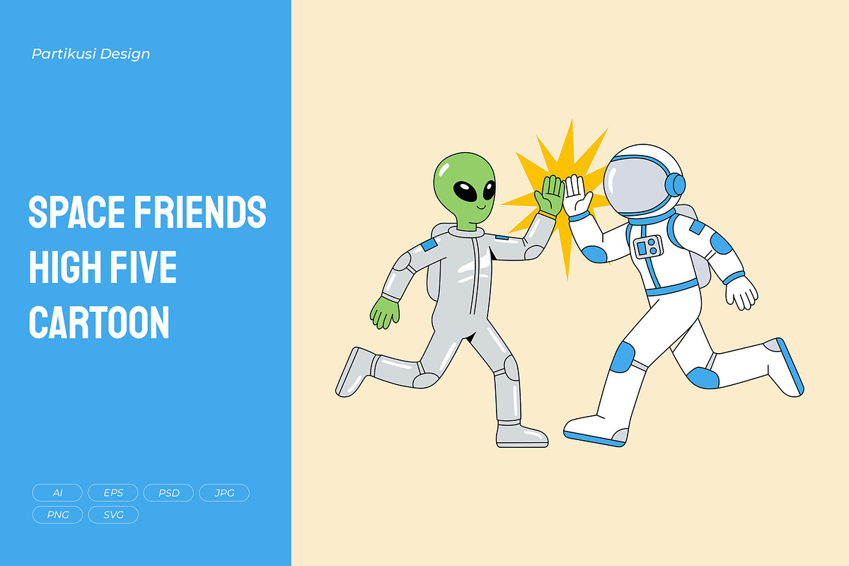 Space Friends High Five Cartoon, a Person Illustration by Partikusi Design (Photo 1 of 3)
