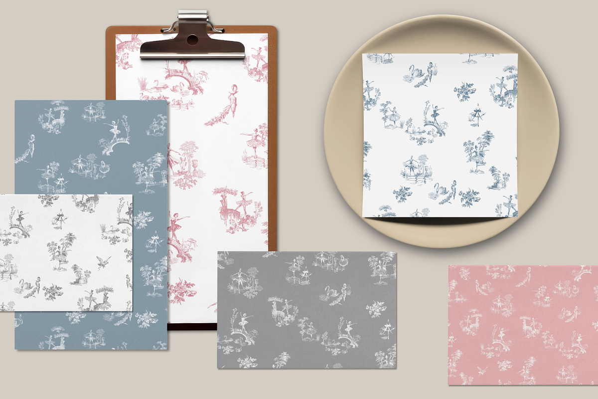 Ballet Toile de Jouy Pattern, a Background Graphic by Hughes Studio (Photo 7 of 7)
