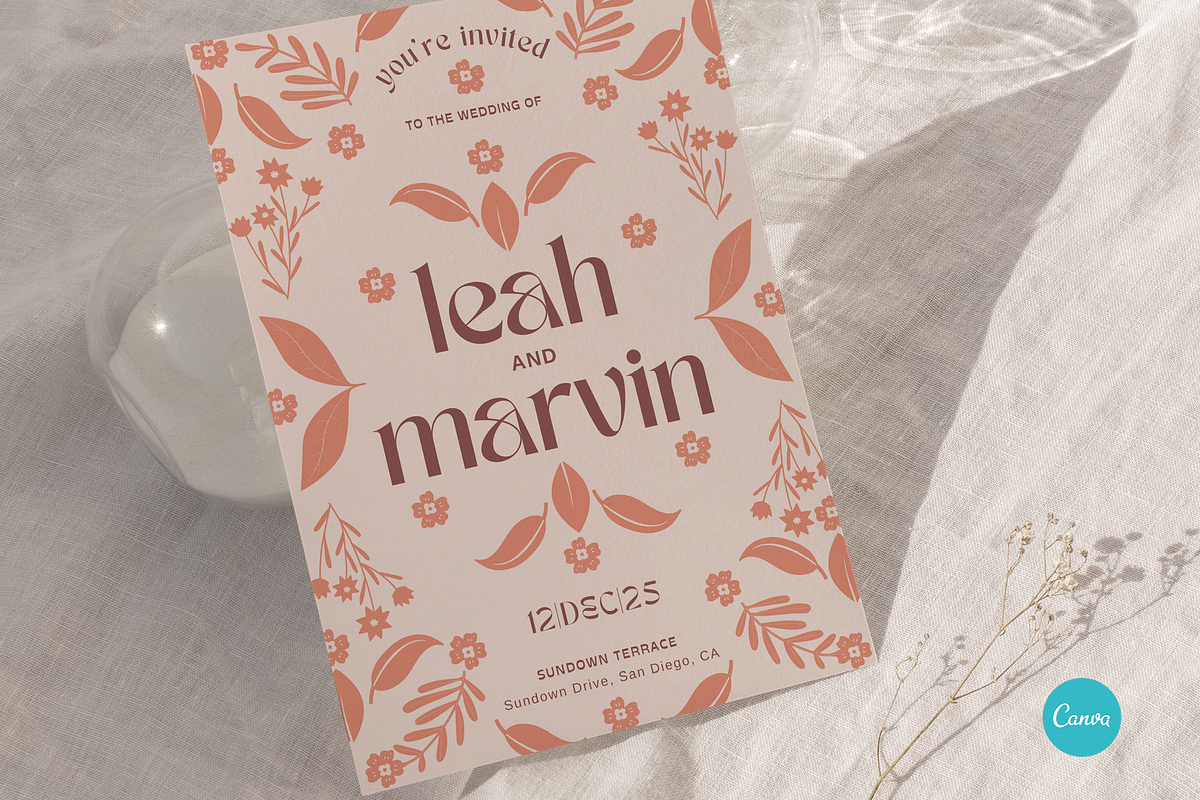 Floral Modern Wedding Invitation Set, an Invitation Template by StudioVonBraitenberg (Photo 8 of 10)