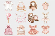 Watercolor Baby Girl Clipart, a Seasonal Illustration by Design Market (Thumbnail 4 of 5)