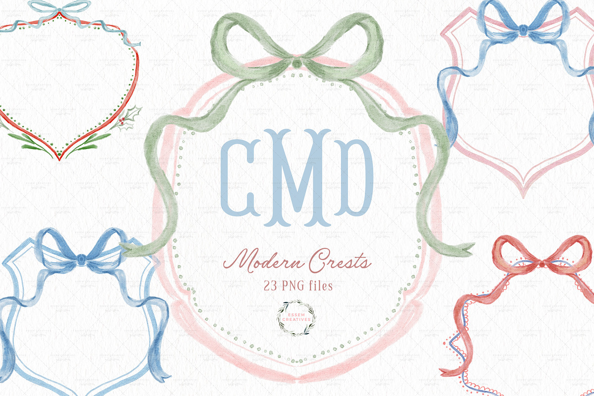 Vintage Grandmillenial Crest Bows, a Decorative Illustration by Essem Creatives (Photo 1 of 5)