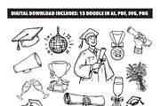 Groovy Graduation Clipart Bundle, an Object Illustration by Guavanaboy (Thumbnail 2 of 3)