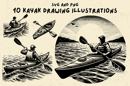 Kayak Illustrations Bundle SVG PNG, an Object Illustration by Ray Crimson
