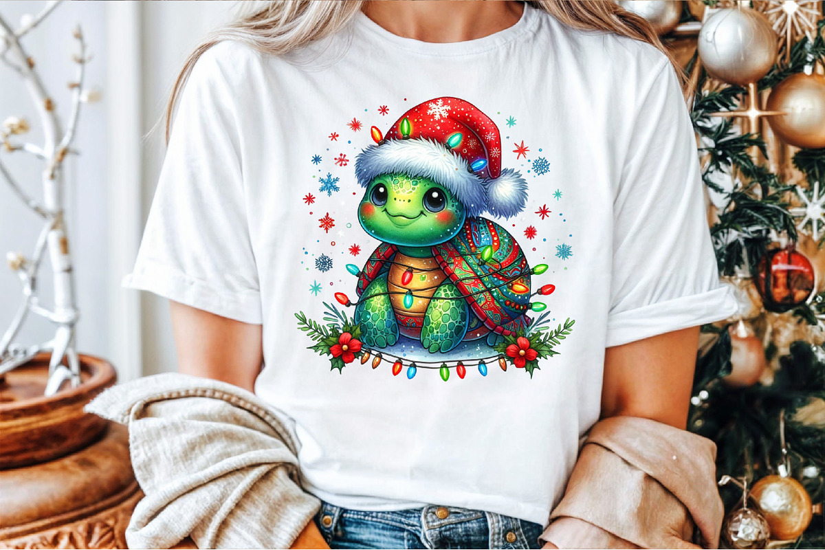 Watercolor Christmas Turtle Clipart, an Illustration by Sublimation Artist (Photo 3 of 9)