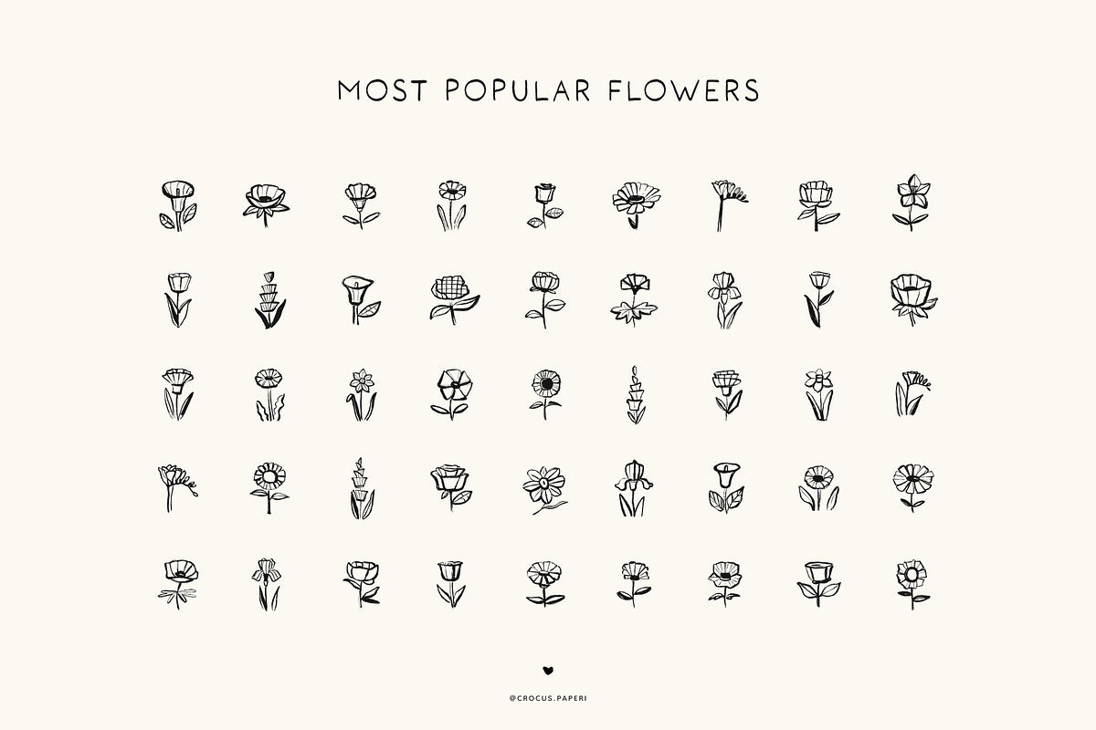 FUN FLOWERS line art illustrations, a Decorative Illustration by Crocus Paperi (Photo 2 of 7)
