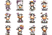 Whimsical Valentine Cow Clipart, an Illustration by Designking (Thumbnail 2 of 5)
