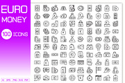 Euro Money Icons Set, an Outline Icon by Designfour (Thumbnail 1 of 7)