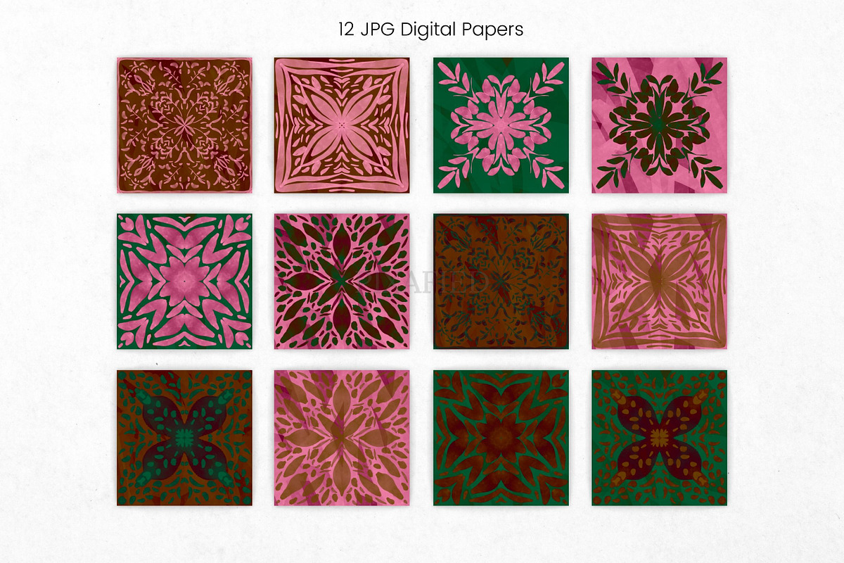 Pink and Green Watercolour Pattern, an Illustration by Pixafied (Photo 2 of 3)