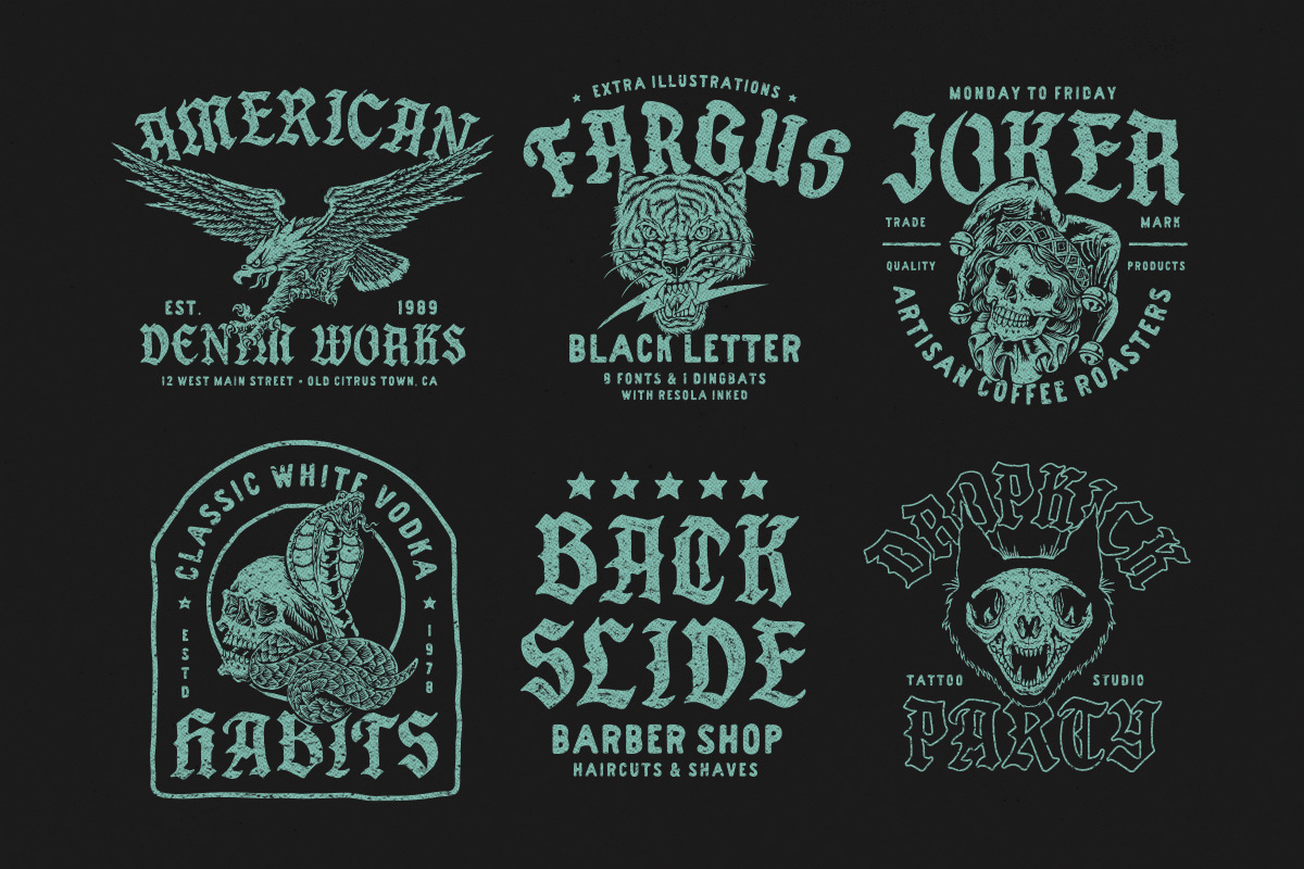 Fargus - Font Pack & Extras!, a Blackletter Font by IronbirdCreative (Photo 8 of 12)