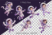 Cute girl astronaut. T-Shirt, PNG., a Person Illustration by KENO Mascots (Thumbnail 2 of 9)