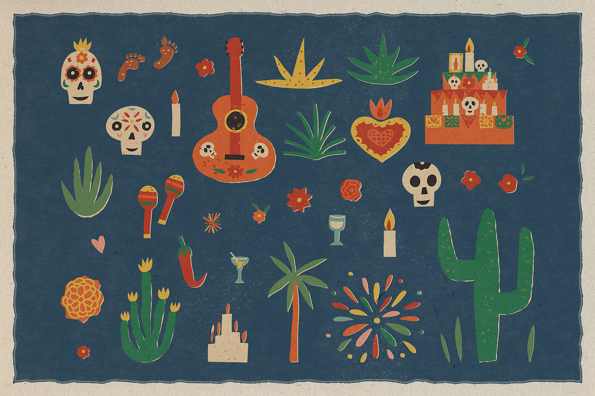 Dia De Los Muertos graphic retro set, a Seasonal Illustration by Paper Cherry (Photo 4 of 16)