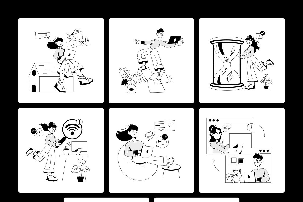 Remote Job Illustration Set