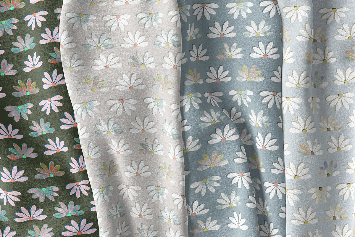 Geo Daisy Watercolor Pattern, a Pattern Graphic by JESSIE BLOOM STUDIO (Photo 1 of 6)