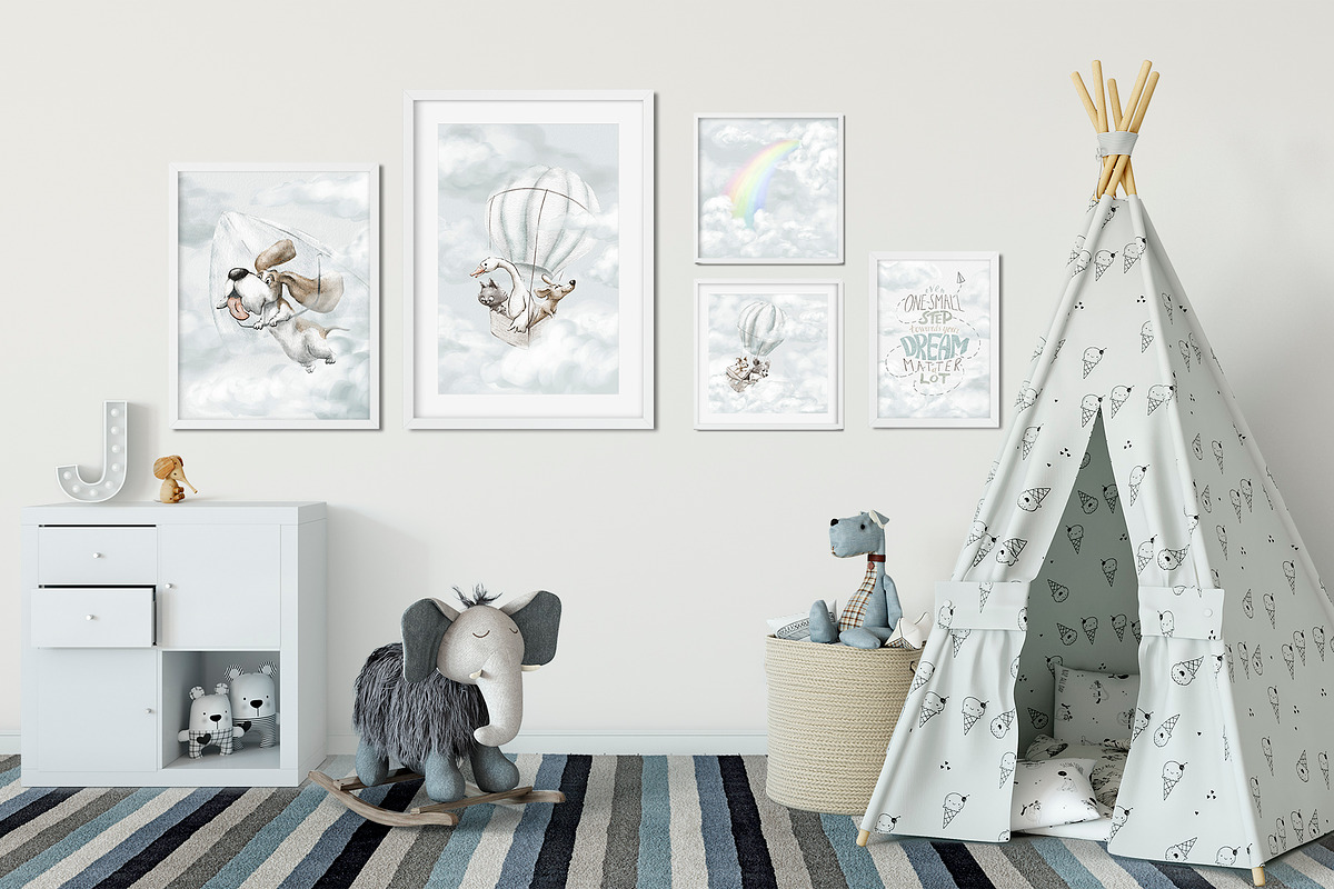 Air travelers. Hot air, hang glider, an Animal Illustration by MeadowFox (Photo 10 of 10)