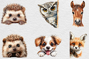 Animal Peeking Around Corner Clipart, an Illustration by Black Bird Studio (Thumbnail 3 of 6)