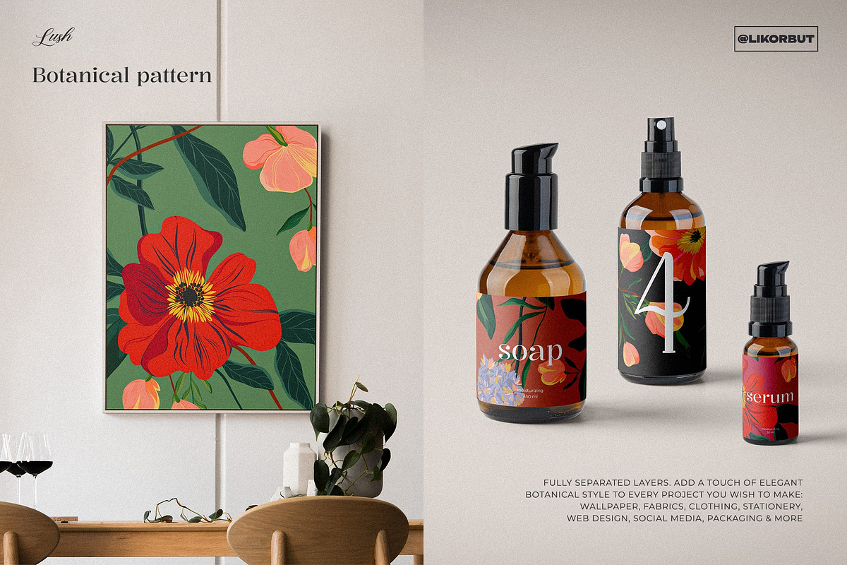 Vibe Lush Nature Floral Pattern, a Pattern Graphic by likorbut (Photo 9 of 12)