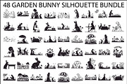 Garden Bunny Silhouette Bundle, an Illustration by jahid234 (Thumbnail 1 of 48)