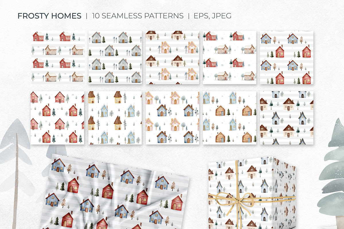Snowy Houses. Watercolor Winter set, an Illustration by Hanna's ArtLab (Photo 6 of 7)