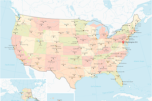 Map United States of America - Color