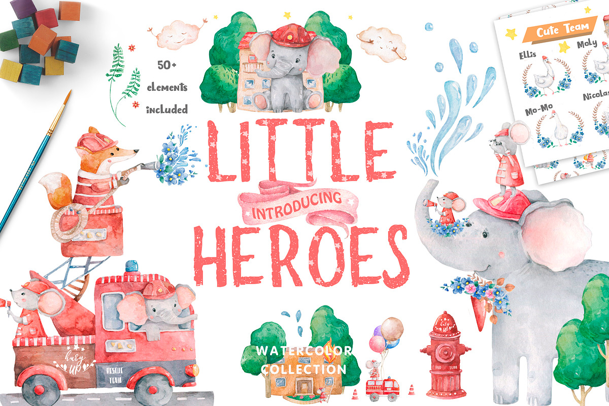 Little Heroes Cute watercolor animal, an Animal Illustration by Ann Art Houze (Photo 1 of 9)