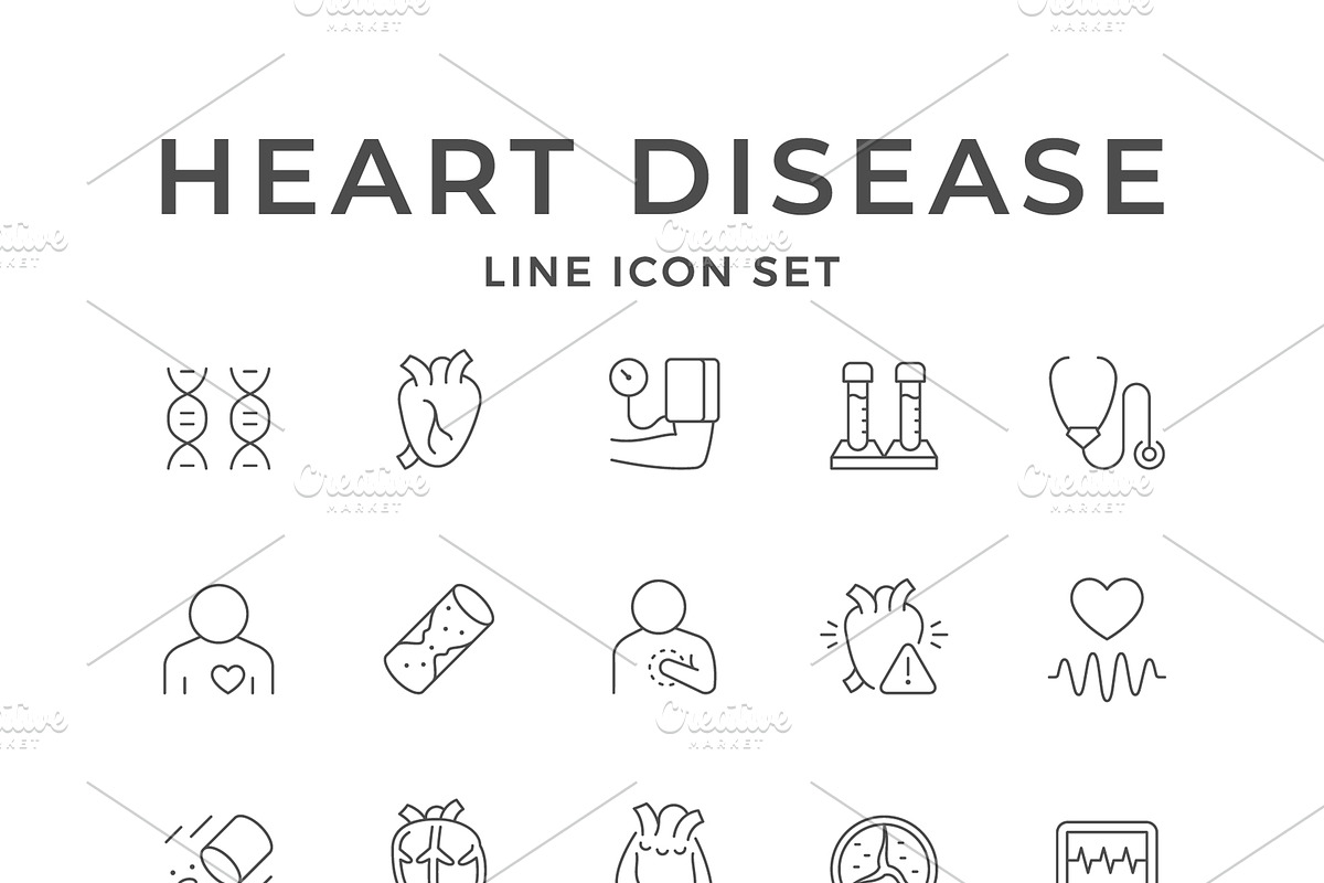 Heart disease line outline icon, an Outline Icon by motorama (Photo 1 of 2)