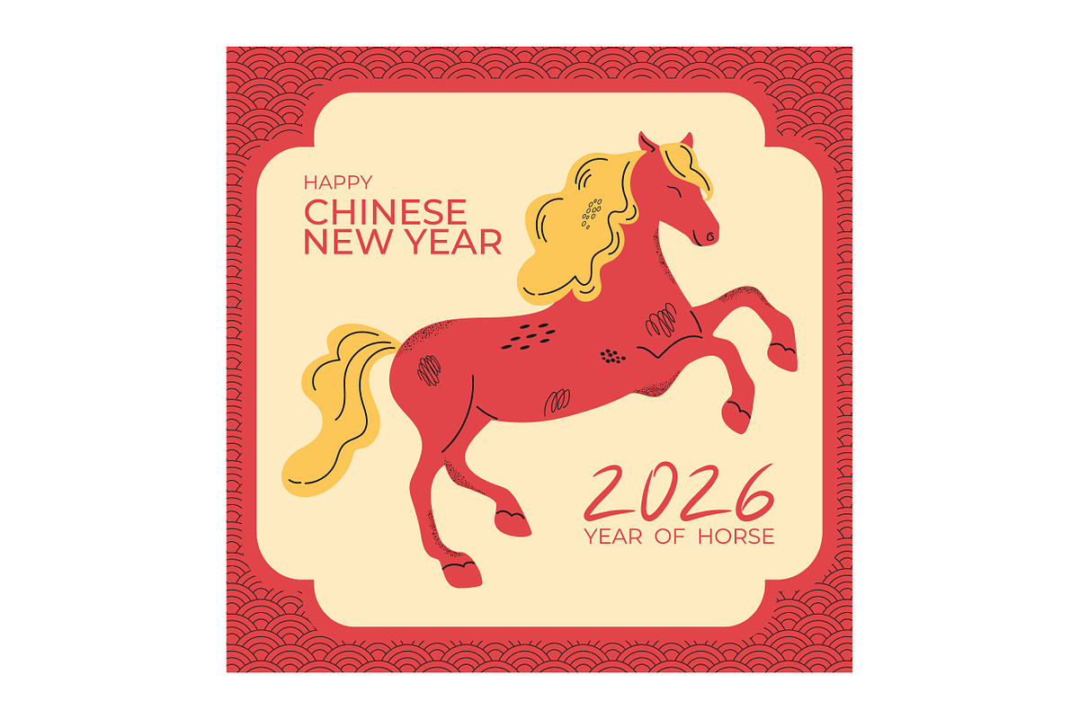 2026 Year of Horse Greeting Card, an Animal Illustration by PsychocheArt (Photo 3 of 3)