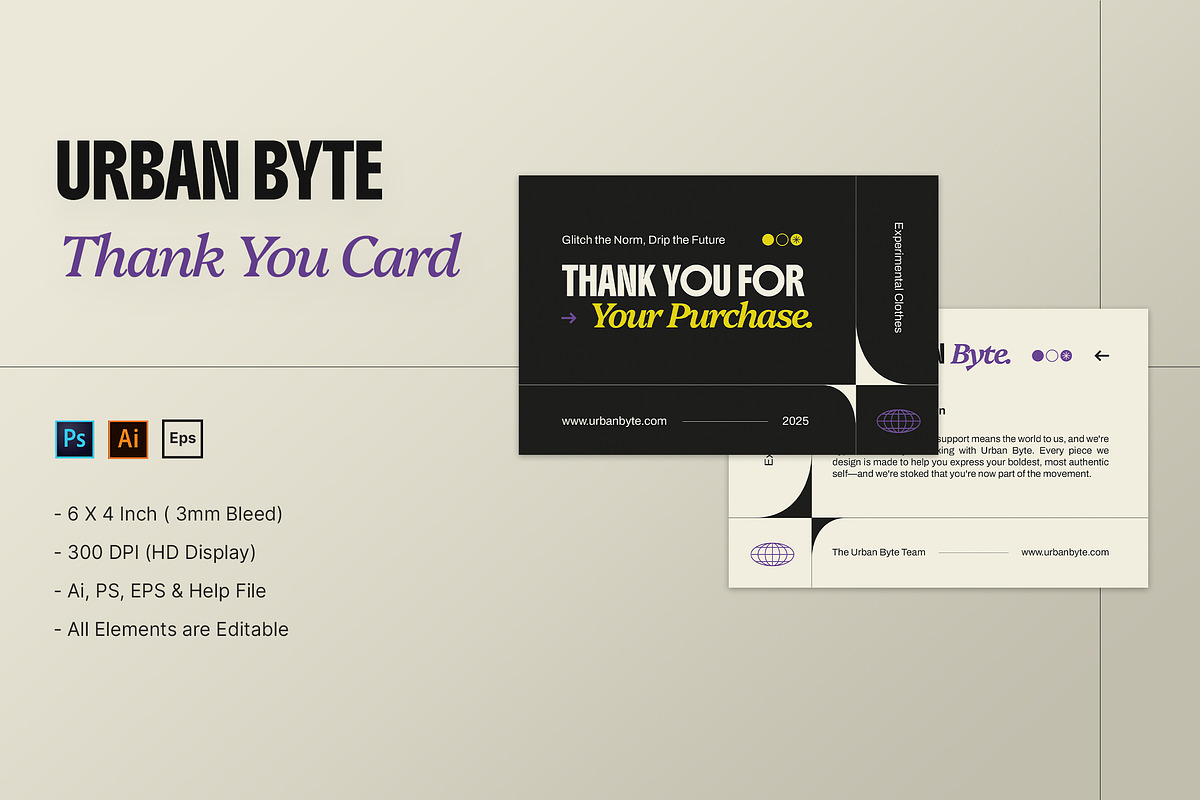 Urban Byte - Thank You Card, a Print Template by StreaksideStd (Photo 1 of 3)