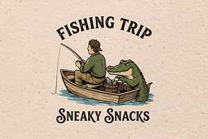 Fishing trip, Sneaky snack, a Person Illustration by Vectorlina