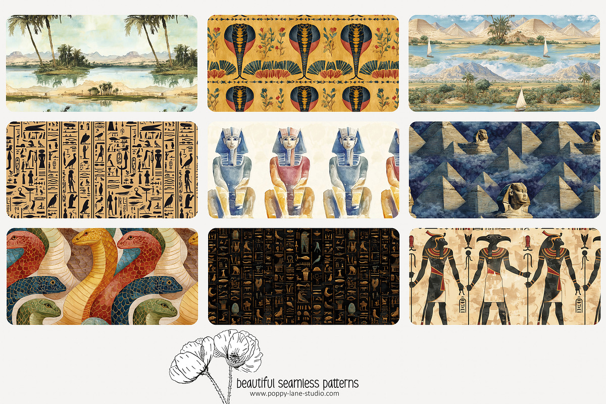 70 Ancient Egypt seamless pattern, a Pattern Graphic by Poppy Lane Studio (Photo 8 of 10)