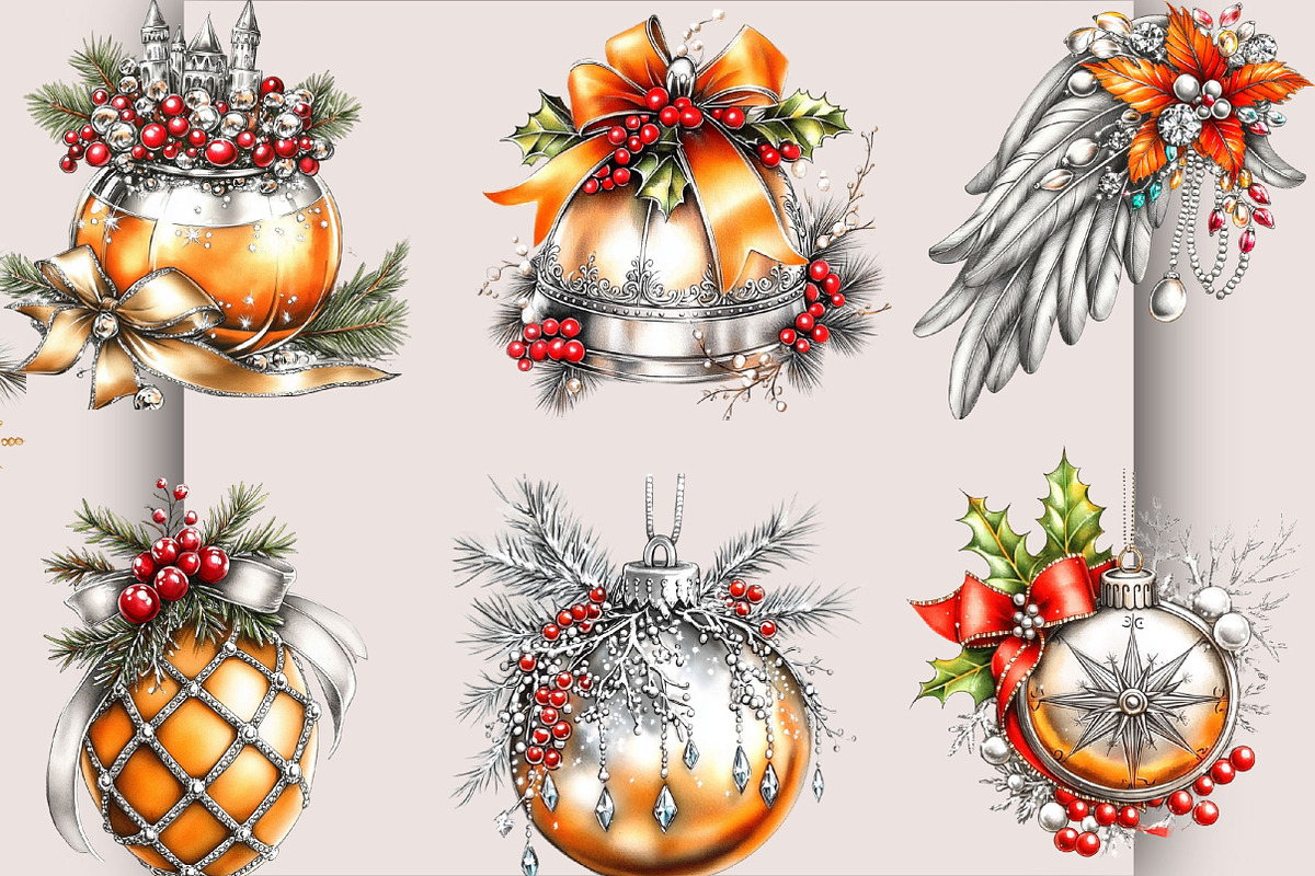 Luxury Christmas Ornament Clipart, a Seasonal Illustration by SVGArt (Photo 2 of 5)