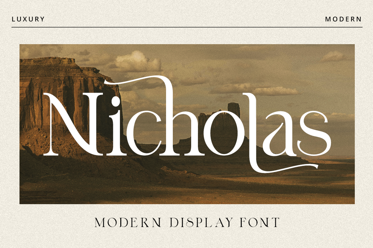 Nicholas // A Modern Display Font, a Serif Font by RockboyStd (Photo 1 of 12)
