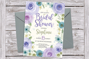 Flowers watercolor PSD template 22