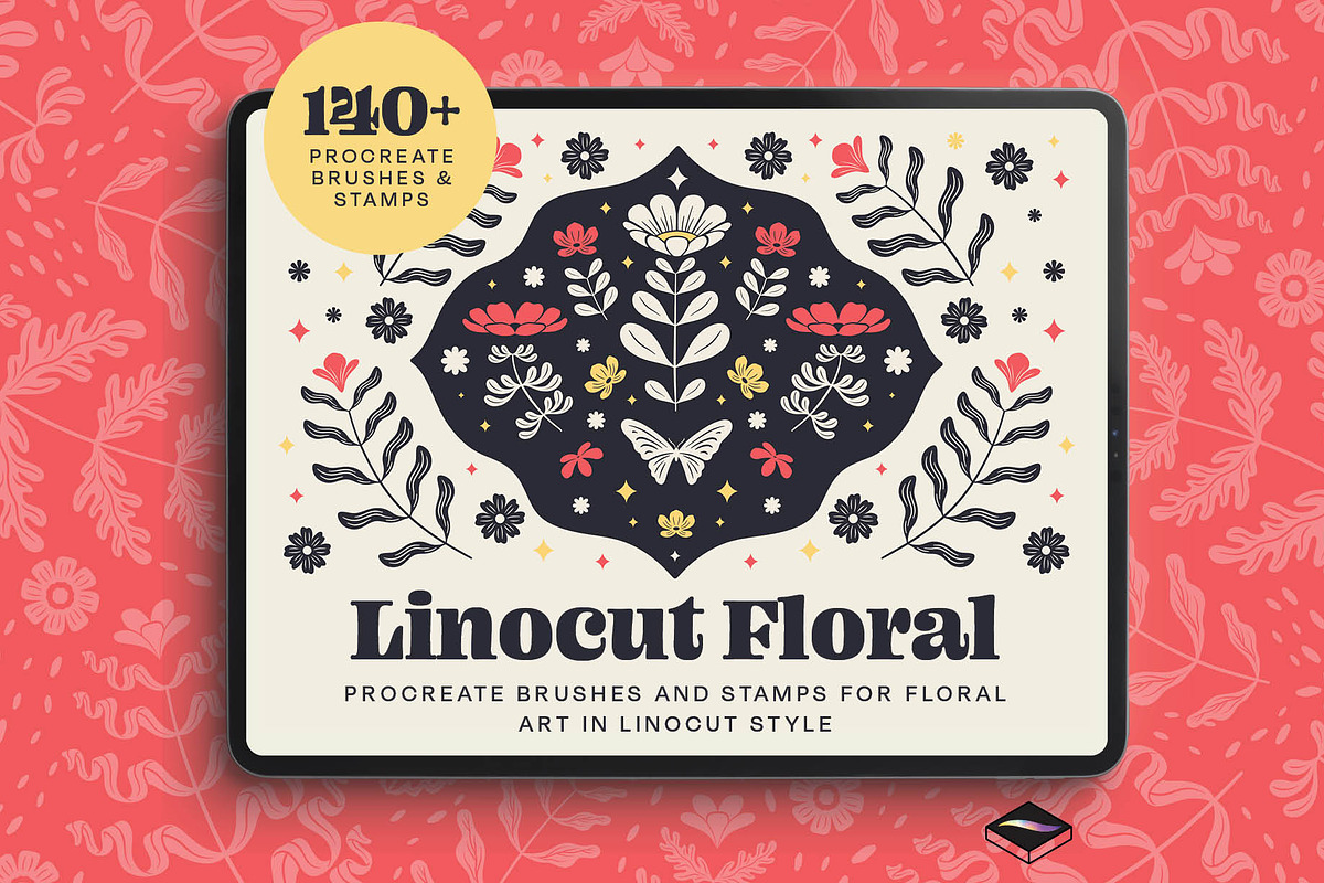 Linocut Floral for Procreate, a Brush Add-On by Pencil Twist (Photo 1 of 10)