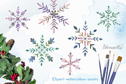 Snowflakes Watercolour Set Clipart, an Object Illustration by Bloomella (Thumbnail 5 of 6)