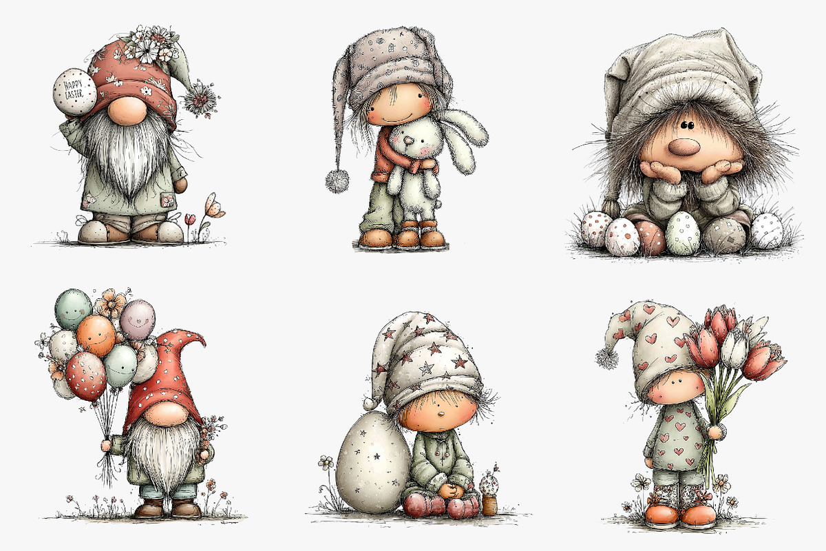 Cute Easter Gnomes Clipart, an Illustration by CreationArt (Photo 5 of 6)
