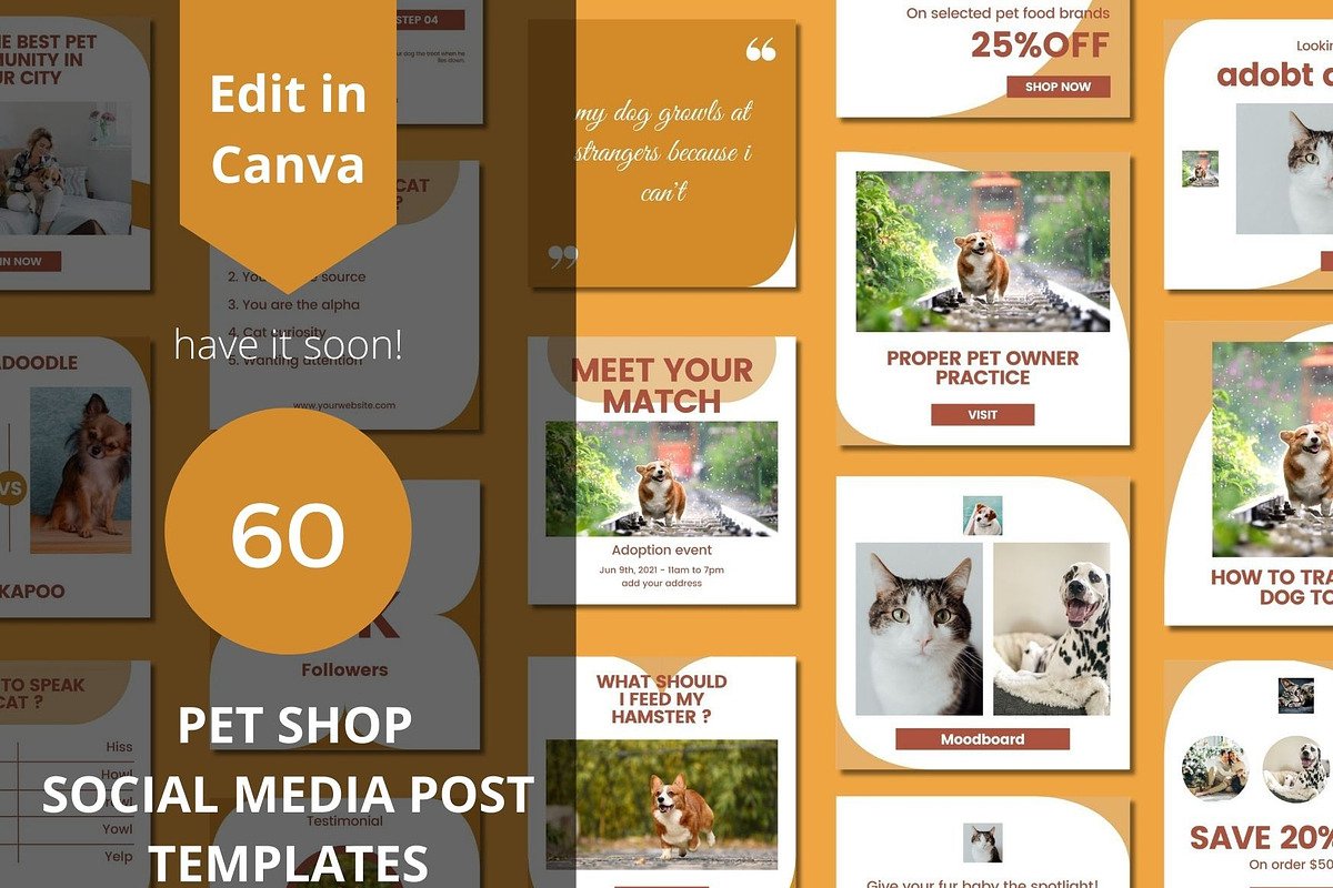 Pet Shop Social Media Post Canva, a Social Media Template by BoontenStudio (Photo 1 of 7)