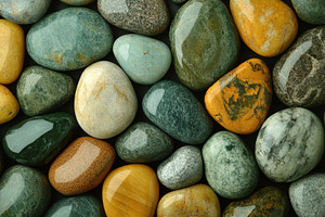 Polished stones various colors and t, a Photo by Pixeness Studio