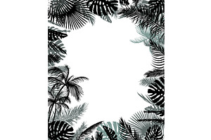 Monochrome palm leaf frame . Hand, an Illustration by Nenahliadava Design