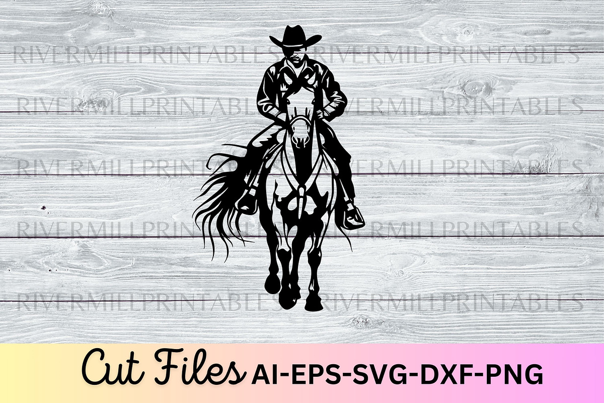 Cowboy SVG EPS Cut File, a Decorative Illustration by Rivermill Printables