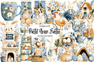 Pastel Green Easter Clipart, an Illustration by Designworld