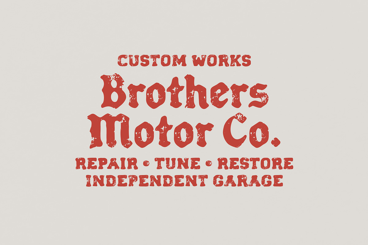 Forge Garage - Motorcycle Font Duo, a Blackletter Font by Edignwn Type (Photo 6 of 12)