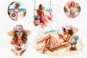 Dreamy Summer girls Clipart Set, a Person Illustration by ThatsDesignArt (Thumbnail 9 of 10)
